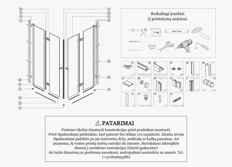 reikalingi irankiai ir patarimai