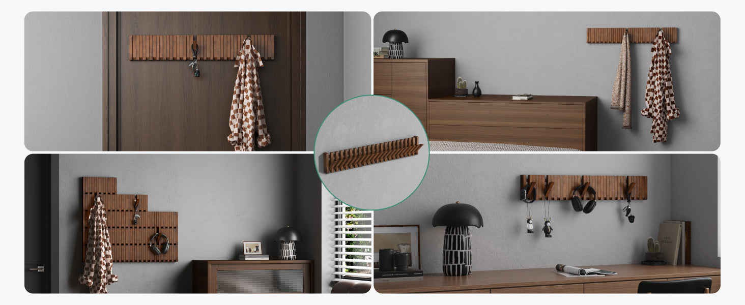 Medinė sieninė kabykla su 7 magnetiniais kabliukais – Totnes T01 (12)
